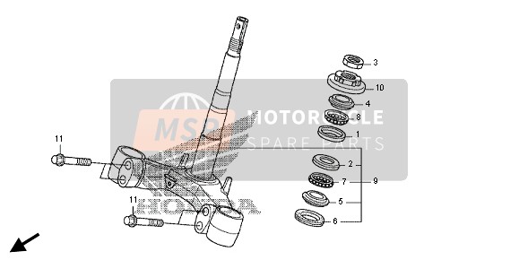 Honda FES125A 2012 Vástago de dirección para un 2012 Honda FES125A